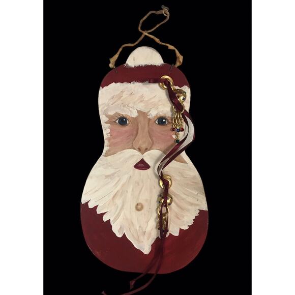 Hand Painted Wooden Santa Face Wall Decor Plaque Folk Christmas 1999 - Picture 14 of 14